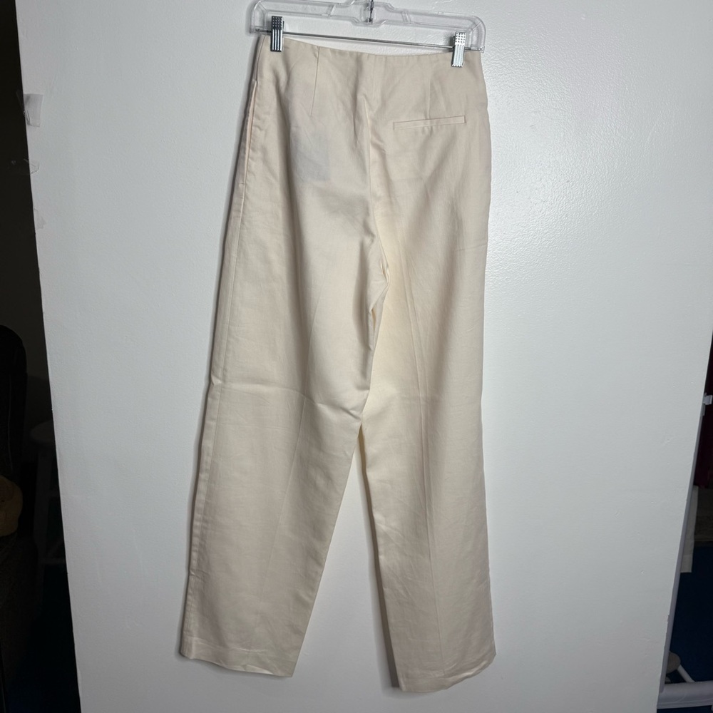 NWT Massimo‎ Dutti Darted Linen Blend Trousers In Cream Size 2 - Picture 6 of 13